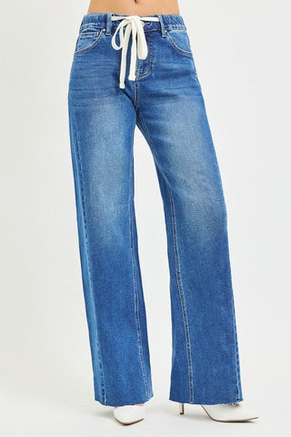 Risen Relaxed Jeans with Drawstring - Wild Lavender Boutique
