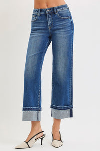 Risen Straight Ankle Cuffed Jeans