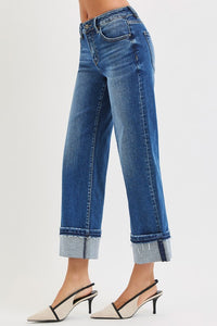 Risen Straight Ankle Cuffed Jeans