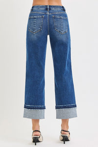 Risen Straight Ankle Cuffed Jeans