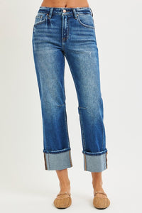 Risen High Rise Straight Leg Jeans