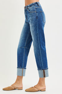 Risen High Rise Straight Leg Jeans