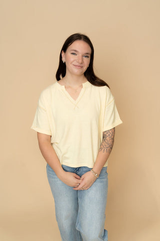 Robbie Knit Top - Butter Yellow - Wild Lavender Boutique