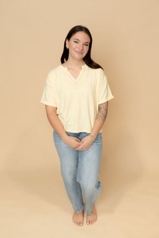 Robbie Knit Top - Butter Yellow - Wild Lavender Boutique