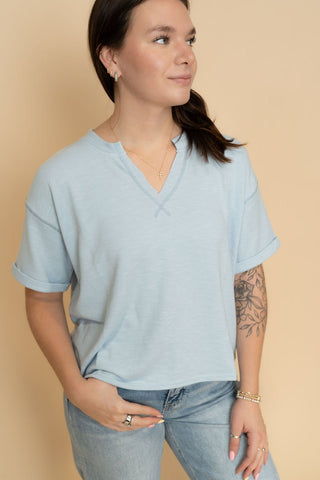 Robbie Knit Top - Light Blue - Wild Lavender Boutique