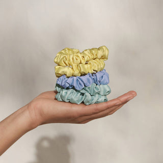 Ruched Satin Scrunchies 5pc Set - Multi - color - Wild Lavender Boutique