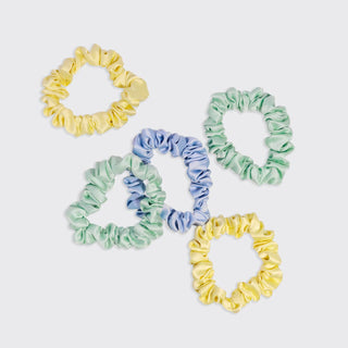 Ruched Satin Scrunchies 5pc Set - Multi - color - Wild Lavender Boutique