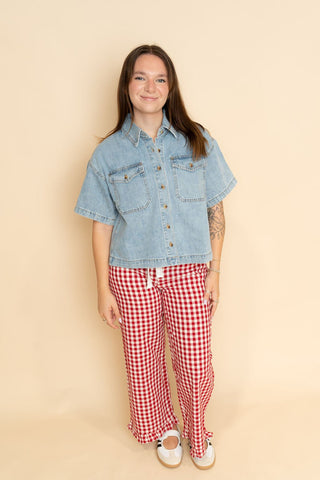 Ruthie Ruffled Bottom Gingham Pants - Wild Lavender Boutique