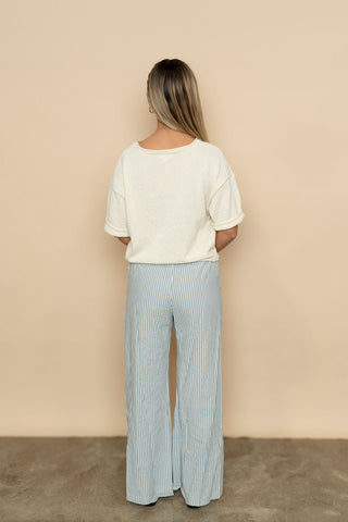 Sadie Striped Wide Linen Pants - Wild Lavender Boutique