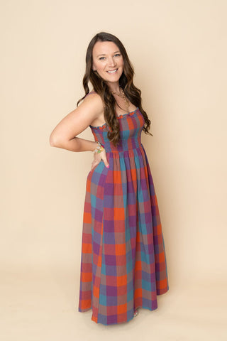 Sailor Plaid Maxi Dress - Wild Lavender Boutique