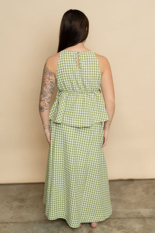 Sherry Gingham Maxi Skirt - Sage - Wild Lavender Boutique