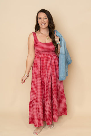Sofie Gingham Maxi Dress - Wild Lavender Boutique