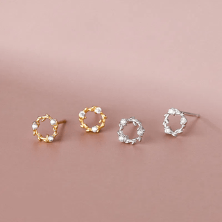 Tiny Blossom Wreath Stud Earrings in 925 Sterling Silver - Wild Lavender Boutique