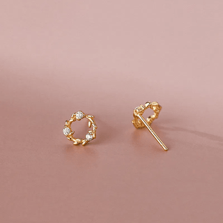 Tiny Blossom Wreath Stud Earrings in 925 Sterling Silver - Wild Lavender Boutique
