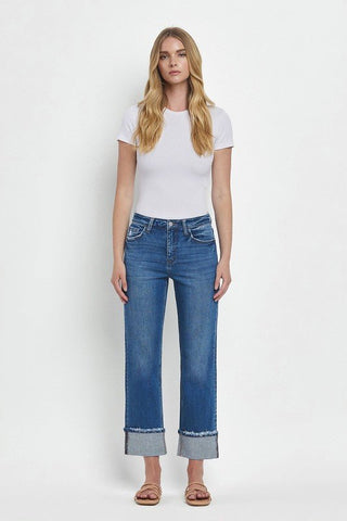 Vervet High Rise Cuffed Straight Jeans - Wild Lavender Boutique