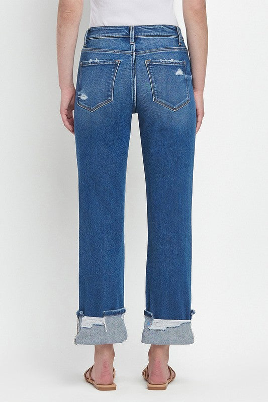 Vervet High Rise Cuffed Straight Jeans