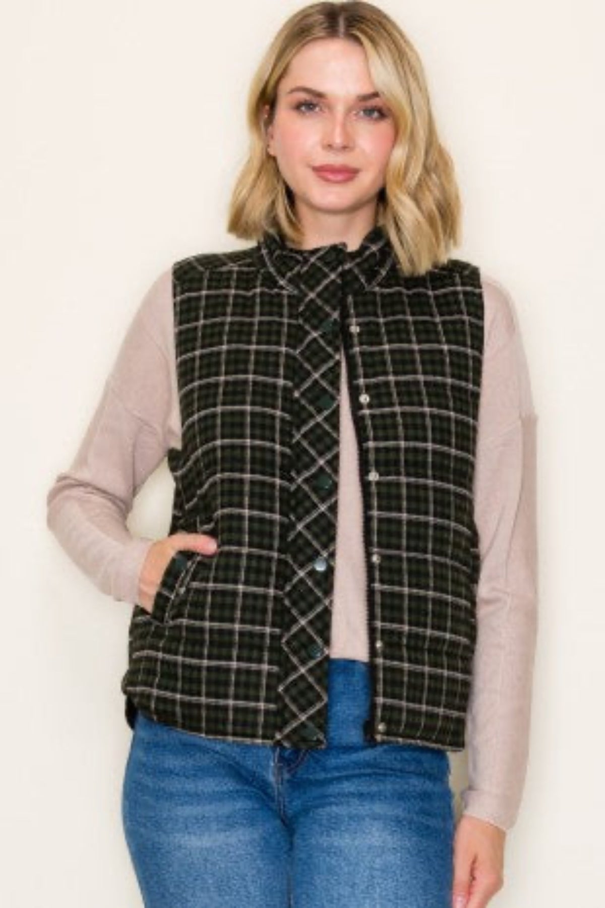 Morgan Plaid Vest - Green