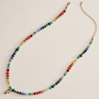 Vibrant Beaded Necklaces with Gold Initial Charms - Wild Lavender Boutique