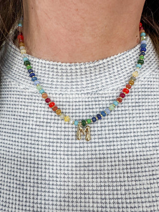 Vibrant Beaded Necklaces with Gold Initial Charms - Wild Lavender Boutique