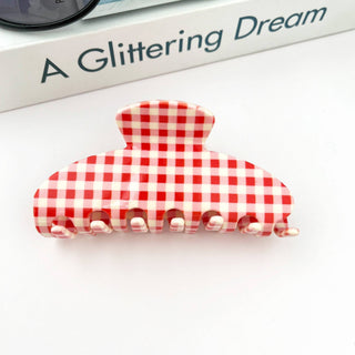 Vintage Gingham Plaid Hair Claw Clip - Red - Wild Lavender Boutique