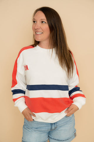 Vintage USA Oversized Sweatshirt - White - Wild Lavender Boutique