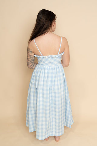 Violet Gingham Midi Dress - Blue - Wild Lavender Boutique