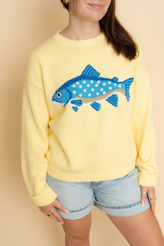 Willow Fish Sweater - Yellow - Wild Lavender Boutique