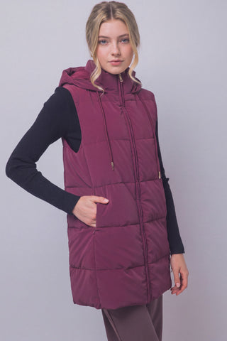 Lisa Hooded Long Puffer Vest