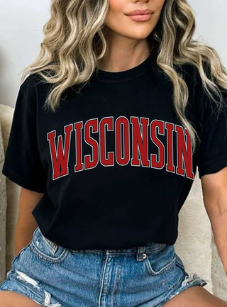 Wisconsin Puff Print Graphic Tee - Wild Lavender Boutique