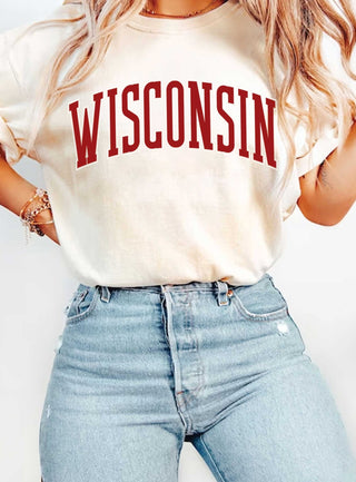 Wisconsin Puff Print Graphic Tee - Wild Lavender Boutique